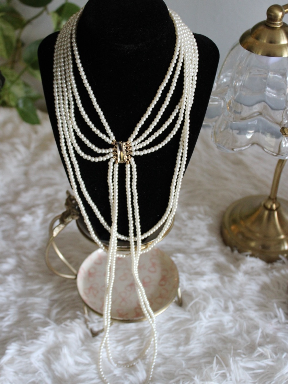 Anthropologie Multi-Strand Faux Pearl Statement Necklace NWT - Picture 8 of 15